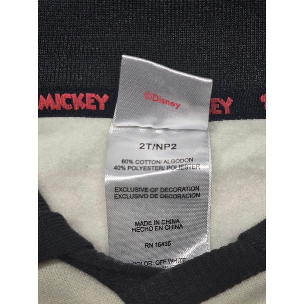 Disney Mickey Mouse Kids 2T Off White Rugby Sweatshirt Long Sleeve Pullover NEW - Picture 4 of 6